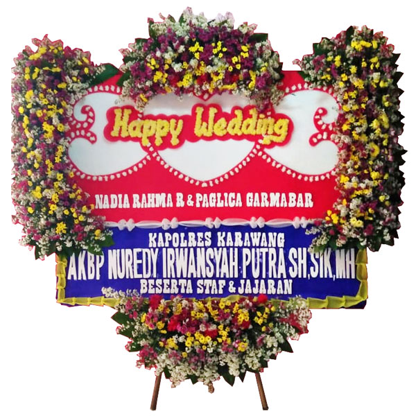 bunga papan karawang happy wedding kapolres harga 1 juta seratus ribu