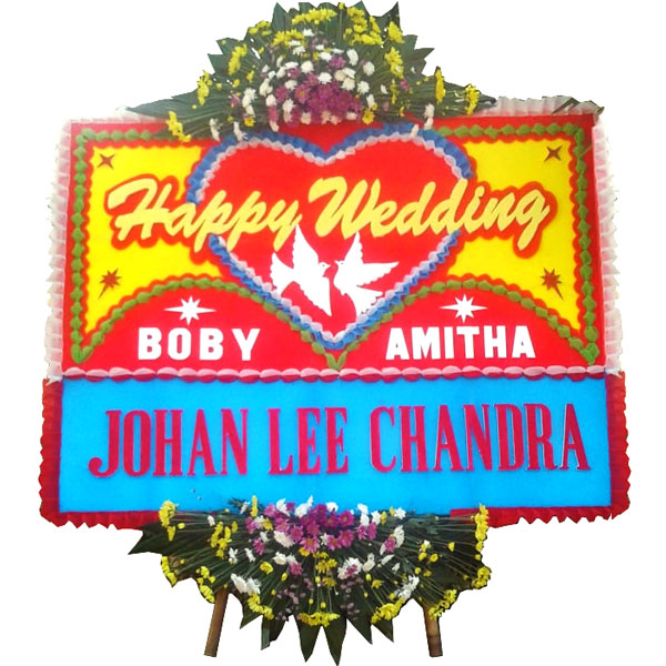 bunga papan lampung happy wedding johan lee harga 500 ribu
