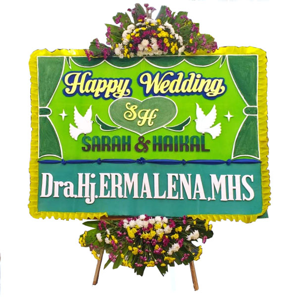 bunga papan lampung happy wedding sarah haikal harga 500 ribu