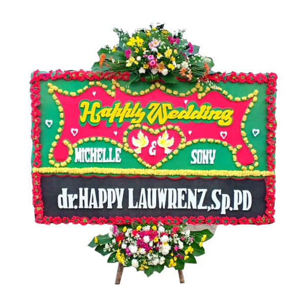 bunga papan bandung happy wedding insinyur happy lauwrenz harga 500 ribu