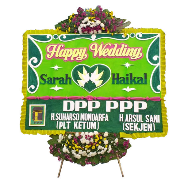 bunga papan lampung happy wedding harga 500 ribu dpp ppp hijau