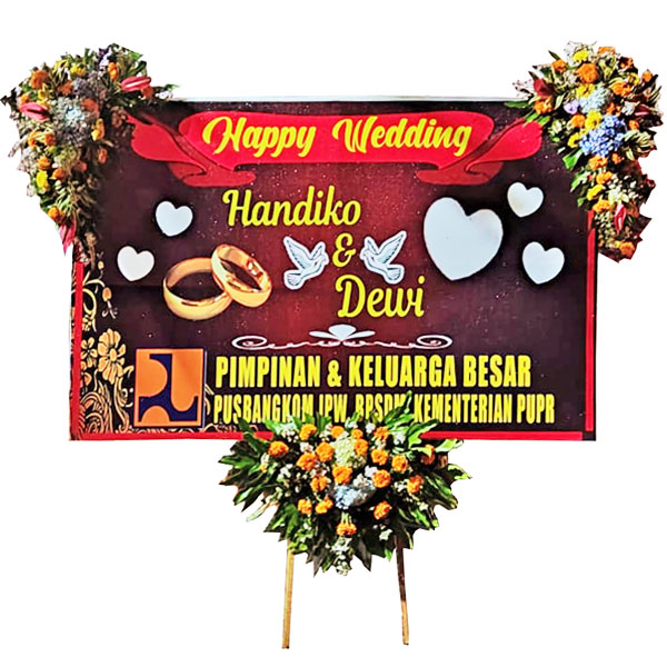 bunga papan mojokerto happy wedding pimpinan keluarga besar kementrian pupr harga 500 ribu