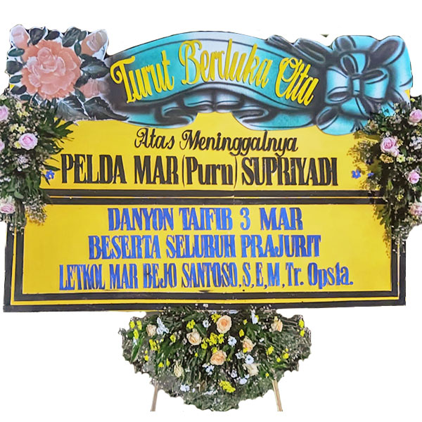 bunga papan malang Jombang Mojokerto turut berduka cita atas meninggalnya prajurit tema kuning harga 700 ribu