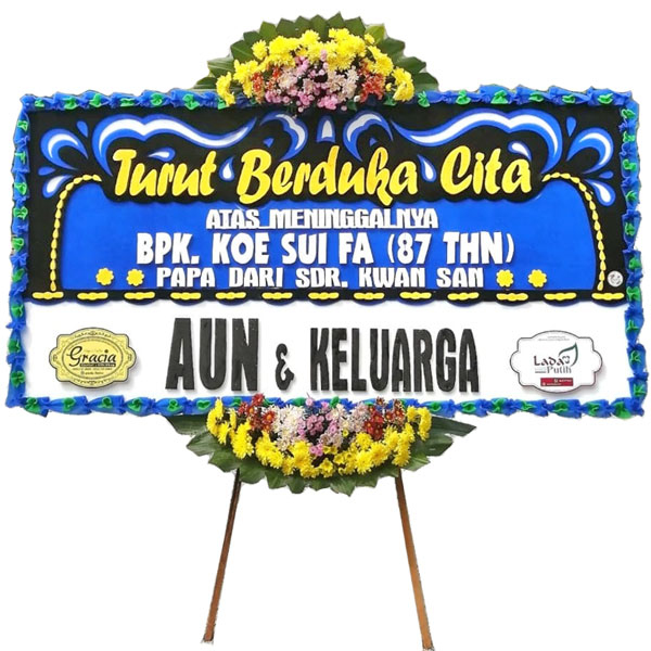 bunga papan bangka turut berduka cita atas meninggalnya papa dari tema biru harga 650 ribu