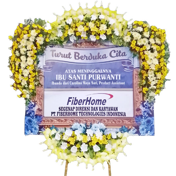bunga papan murah solo ucapan turut berduka cita atas meninggalnya ibunda dari segenap direksi dan karyawan fiberhome harga 1 juta 300 ribu