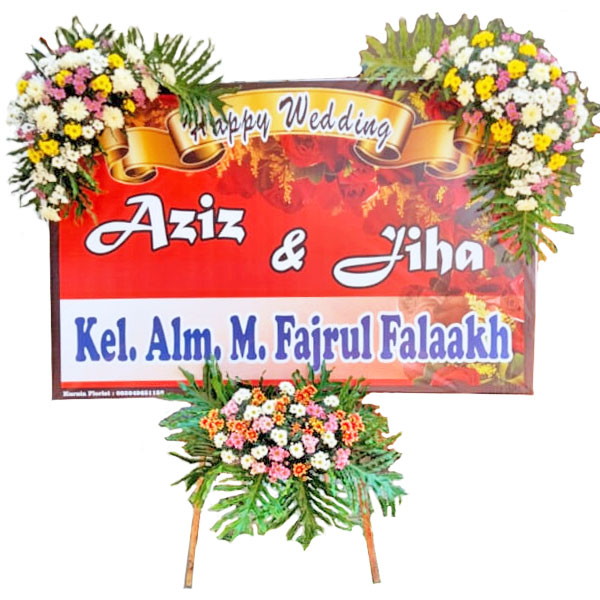 bunga papan pasuruan murah ucapan happy wedding tema merah harga satu juta