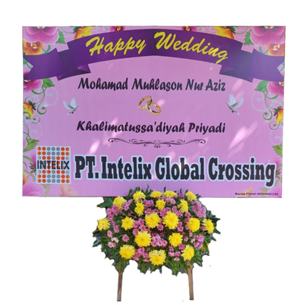 bunga papan pasuruan murah ucapan happy wedding tema ungu intelix global crossing harga 500 ribu