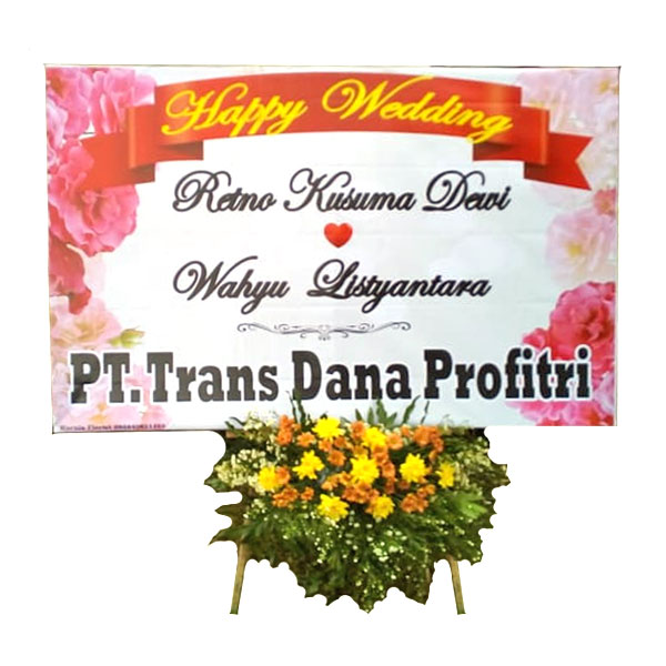 bunga papan pasuruan murah ucapan happy wedding trans dana harga 500 ribu