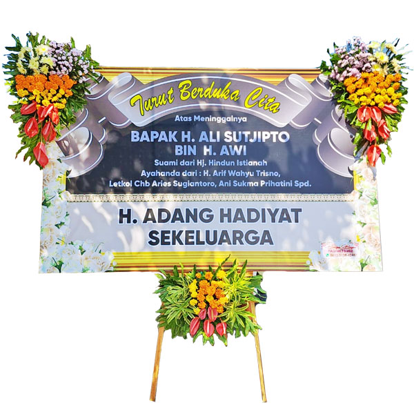 bunga papan sidoarjo ucapan turut berduka cita atas meninggalnya bapak suami dari letkol harga 650 ribu