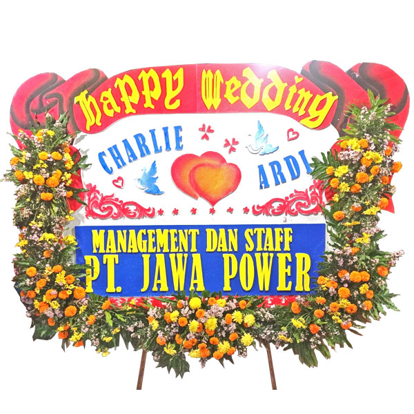 bunga papan malang murah happy wedding keluarga besar management dan-staff jawa power harga 1 juta 300 ribu